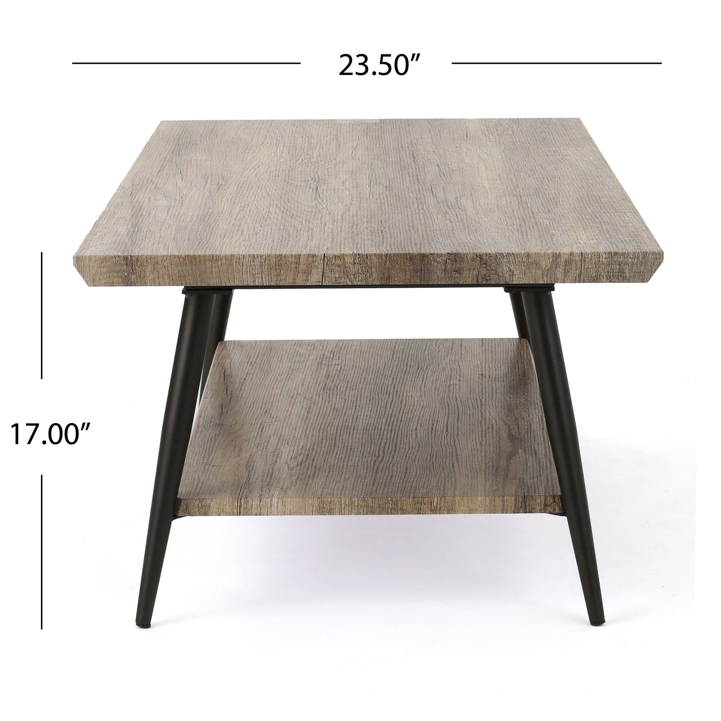 Twotiered rustic wood coffee table with black metal legs x