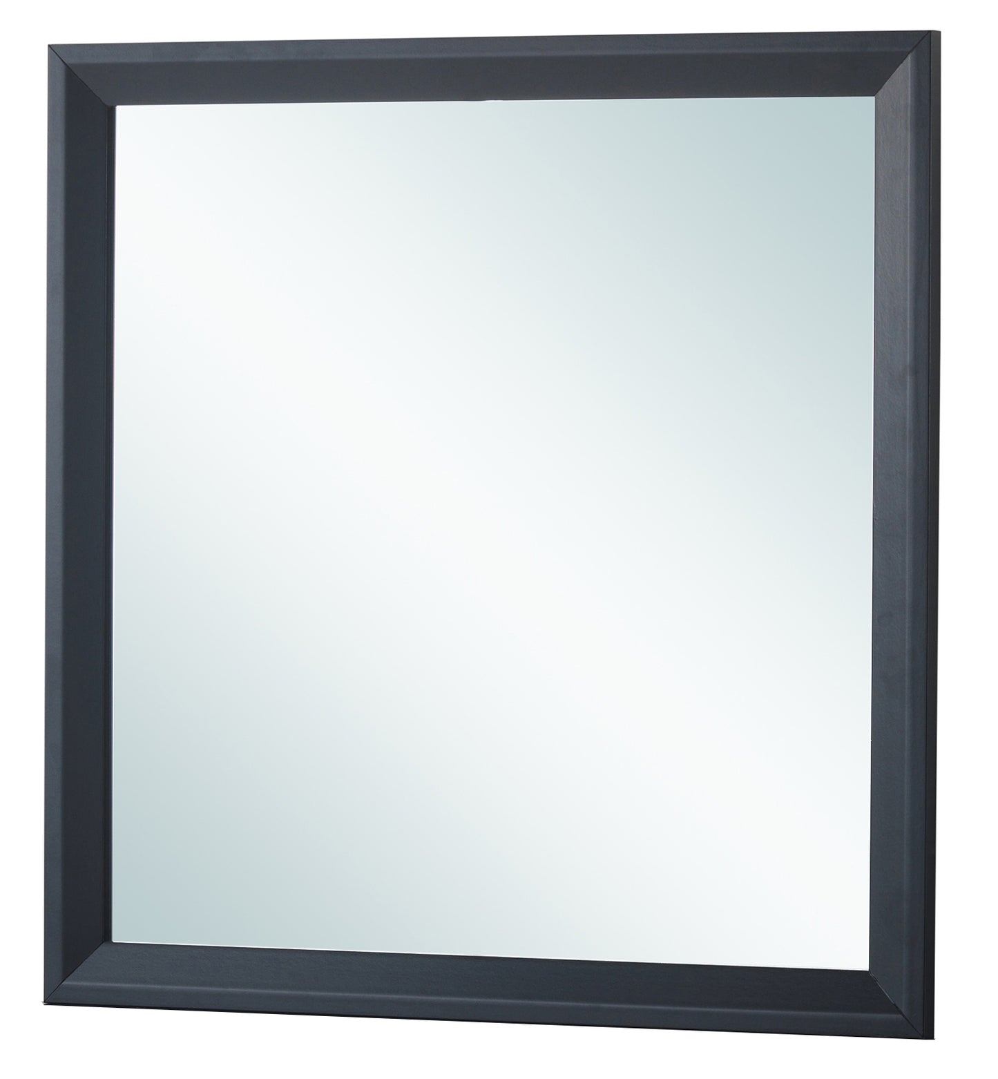 Square dark grey framed vanity mirror