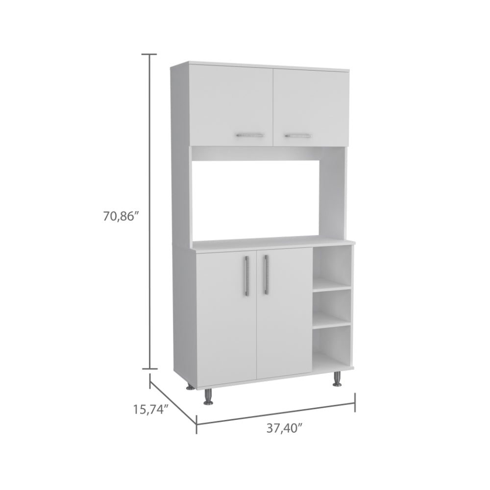 White modular kitchen cabinet with double upper doors and lower cabinets