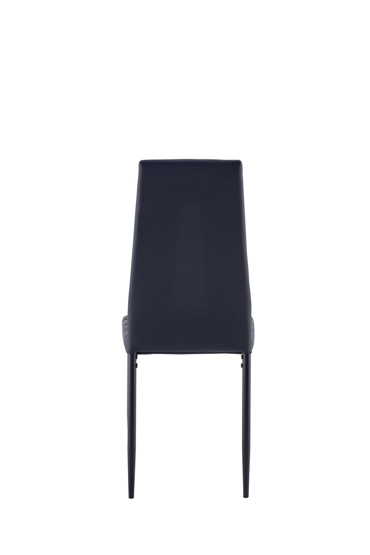 Black faux leather dining chair with tapered legs