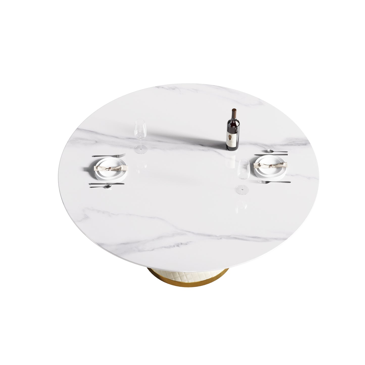 Modern white marble dining table with gold base