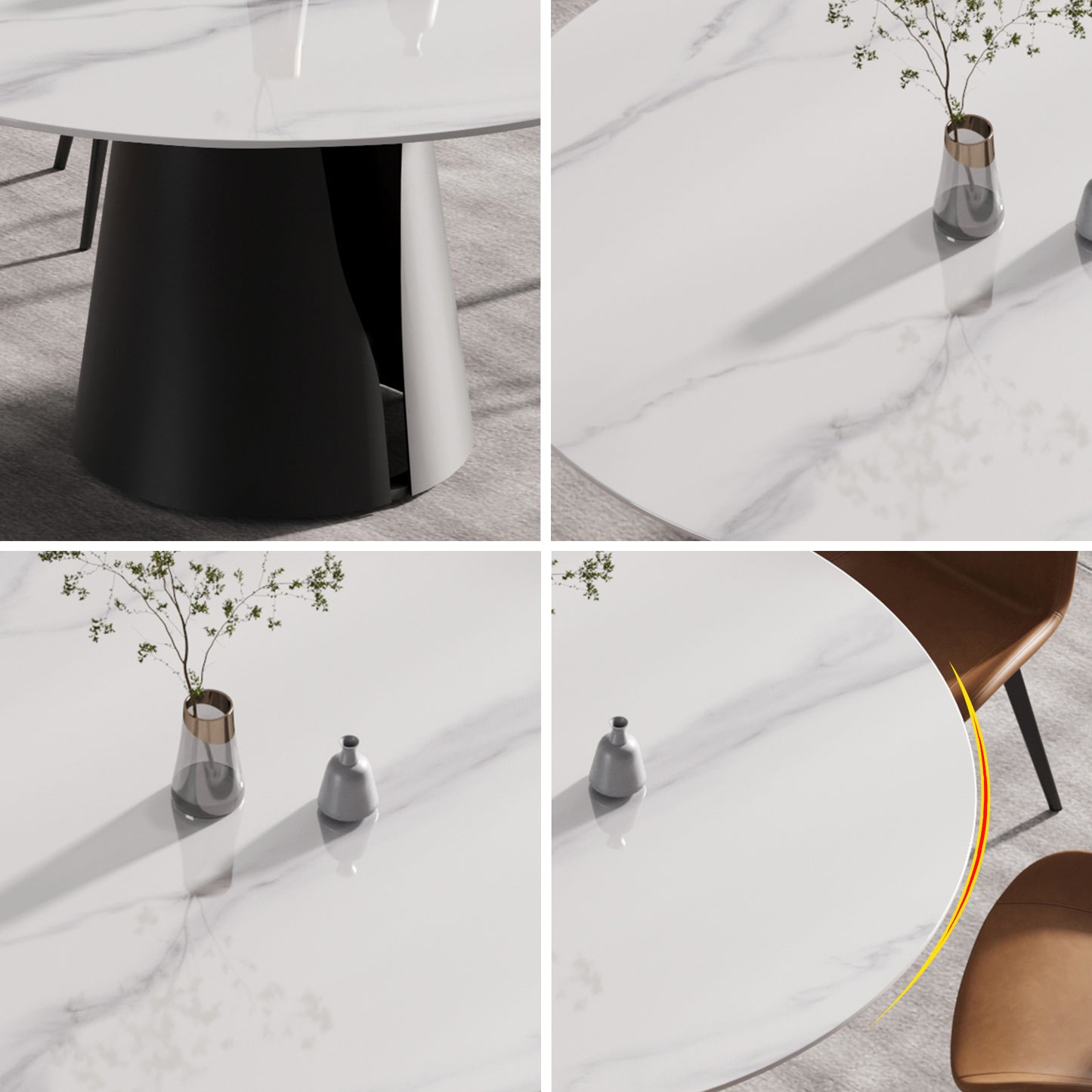 White marble dining table with pedestal base