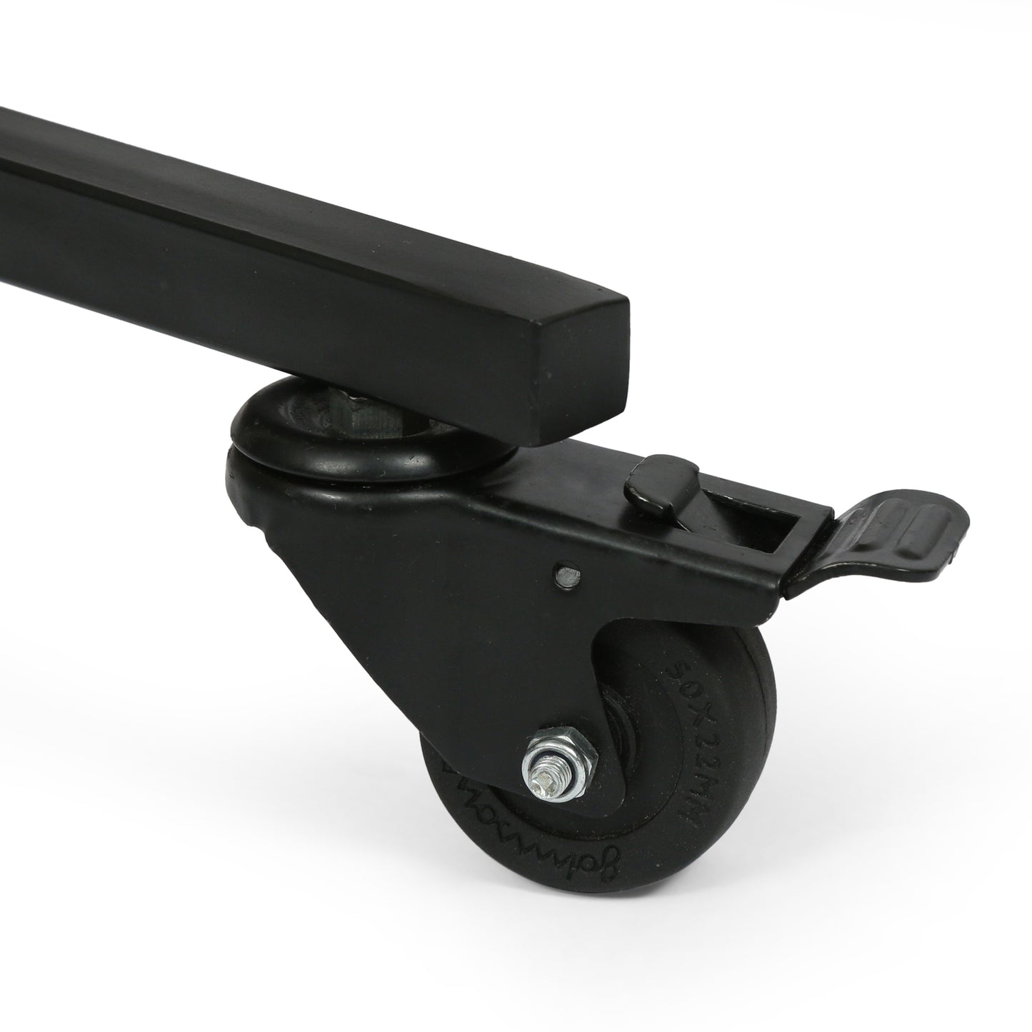 Black metal caster wheel with locking brake for easy mobility and secure placement