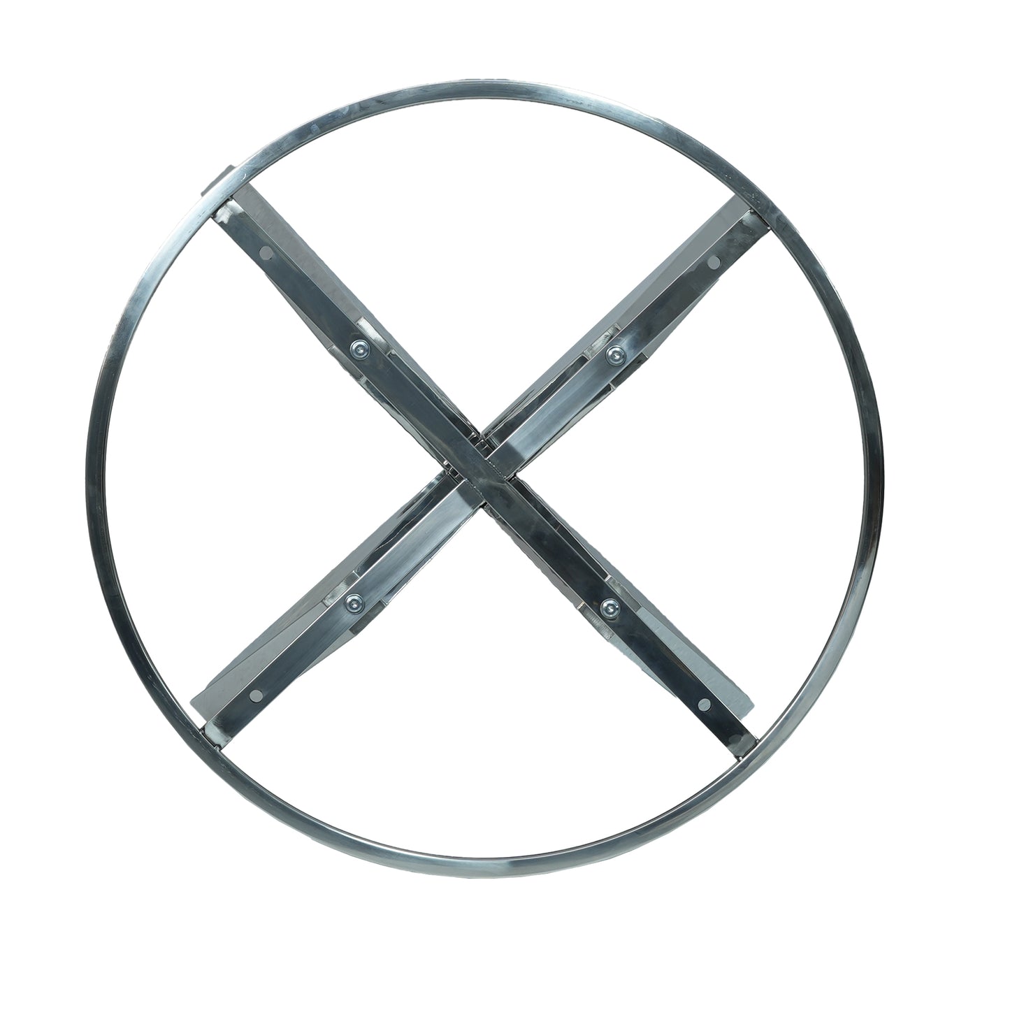 Chrome round table base with Xshaped legs for stability