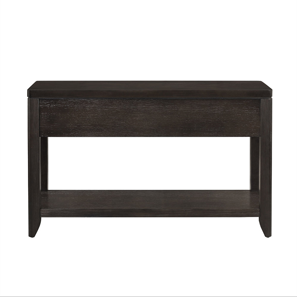 Dark oak lifttop storage bench with lower shelf