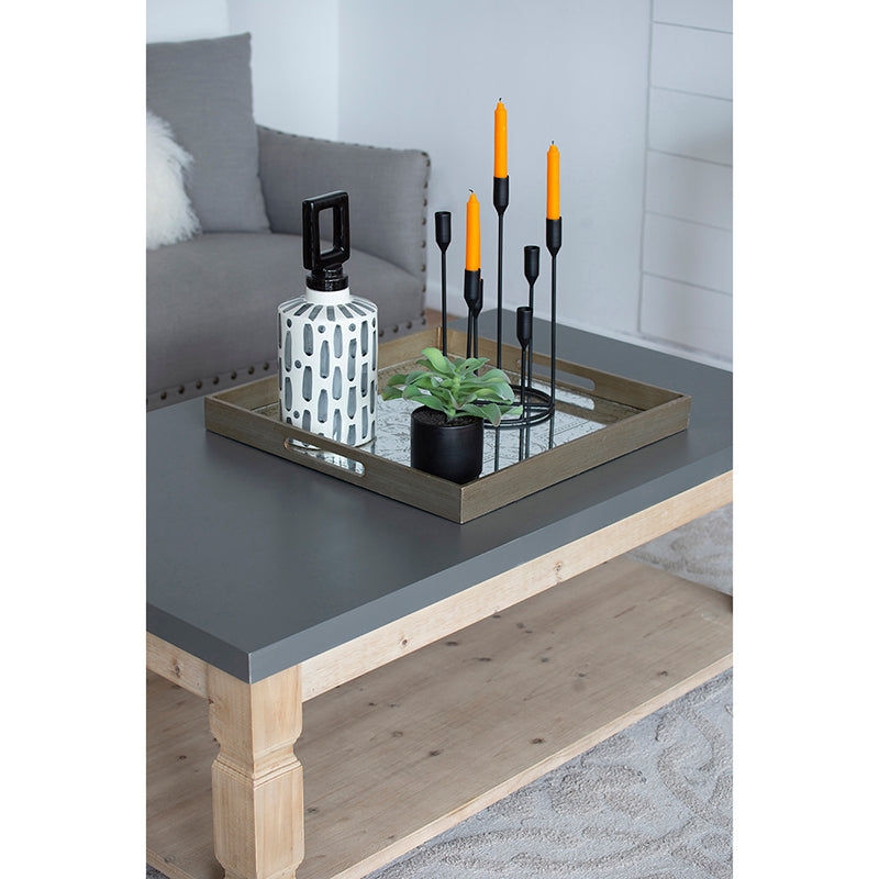 Modern decorative ceramic bottle with black and white abstract print perfect for coffee table decor