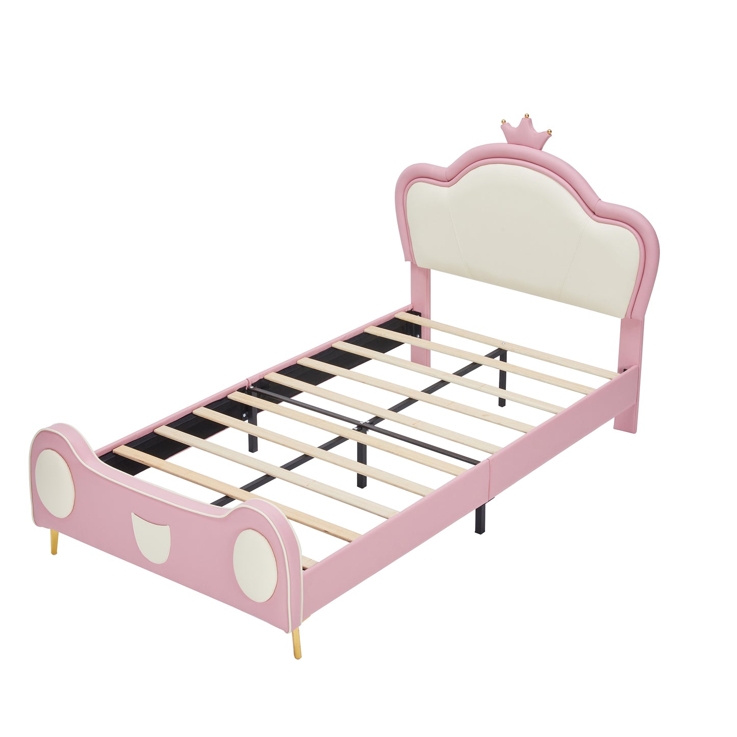 Pink twin bed with crown detail