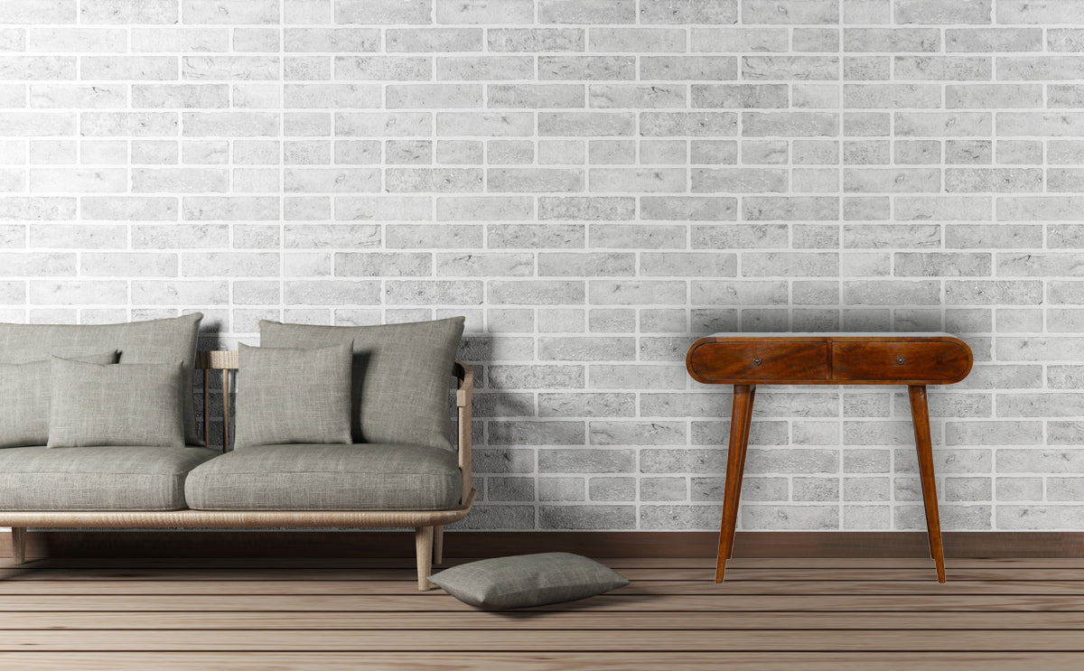Midcentury modern sofa with linen upholstery and wooden frame