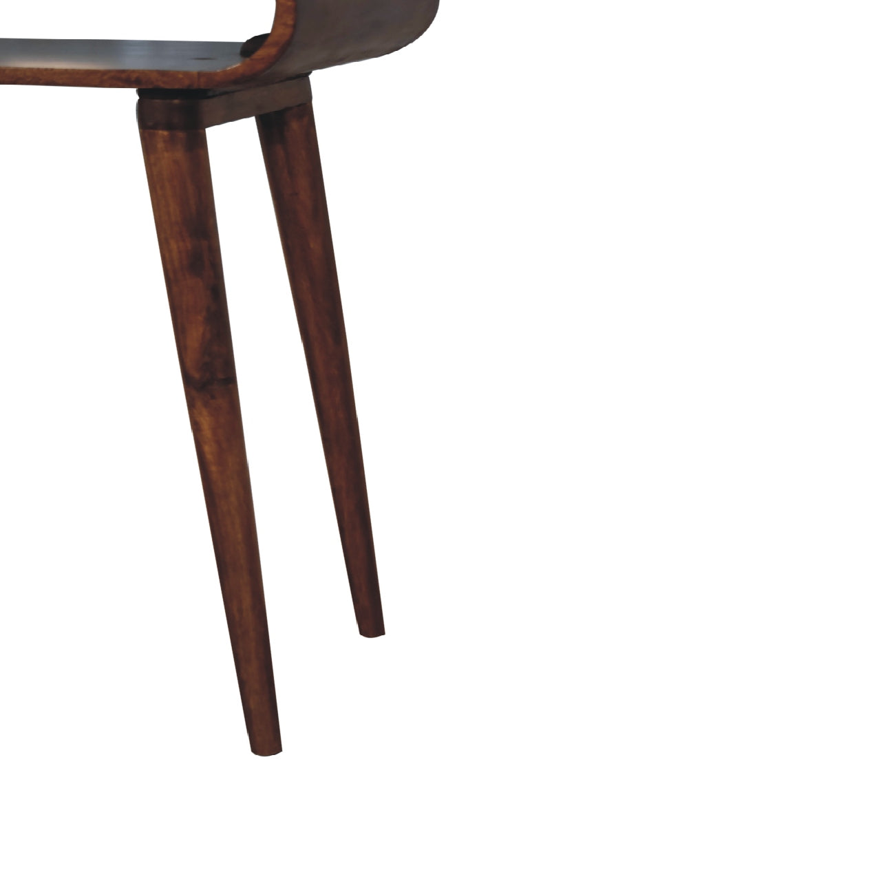 Midcentury modern wooden accent table with tapered legs