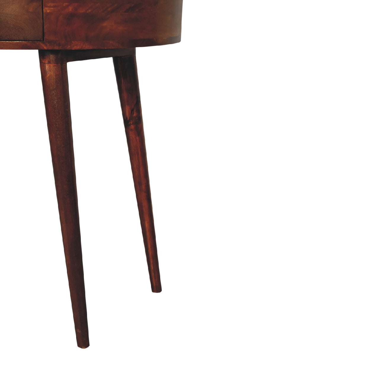 Solid wood end table with tapered legs rich dark brown finish