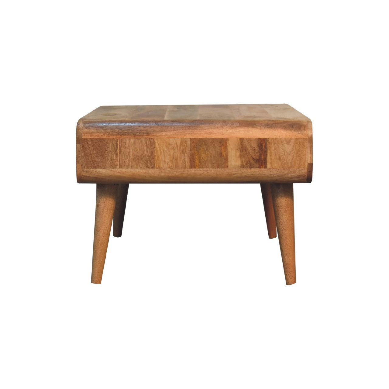 Solid mango wood side table with tapered legs natural finish midcentury modern style