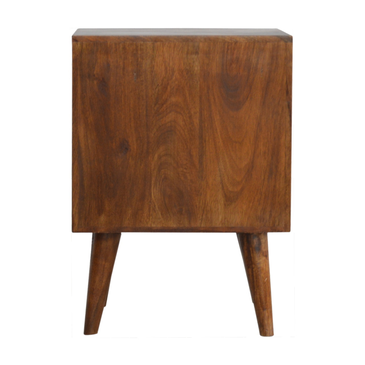 Solid wood bedside table with tapered legs natural finish
