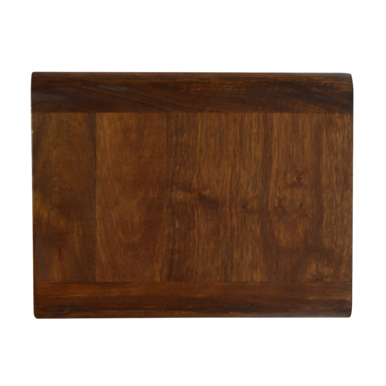 Rich dark wood cutting board with natural grain pattern