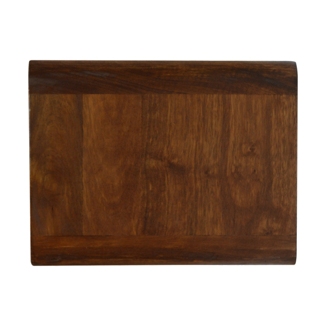 Rich dark wood desktop with rounded edge ideal for office desks