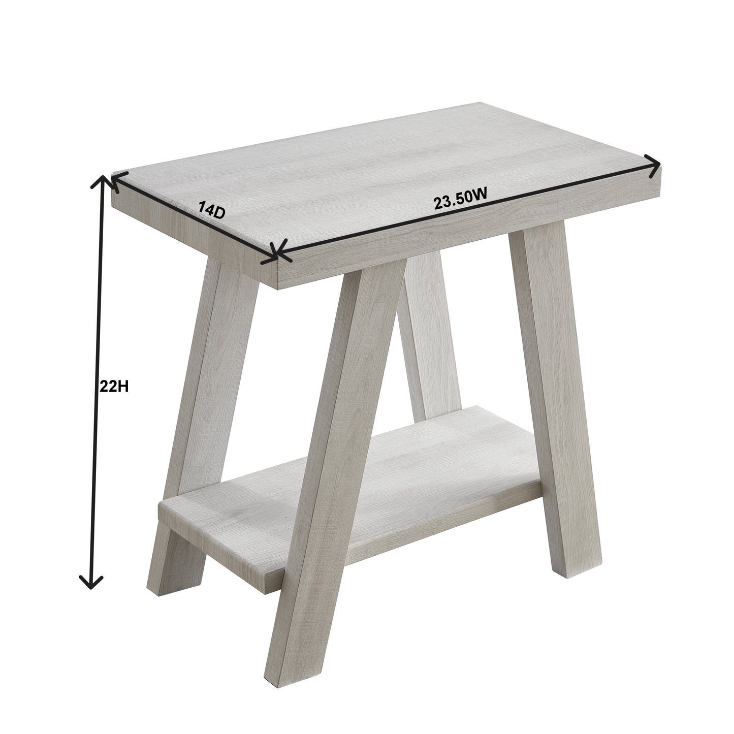 Grey wooden end table with lower shelf W