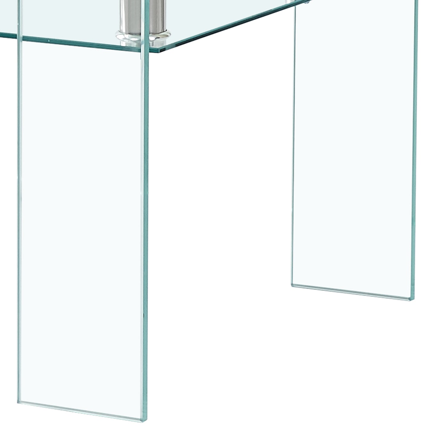 Clear glass console table with clean lines modern design and polished edges