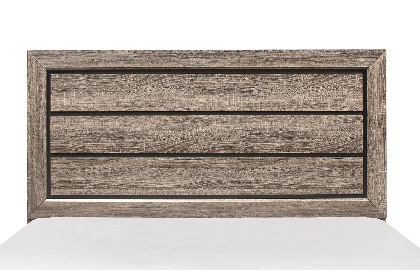 Rustic wood grain headboard with horizontal slat design