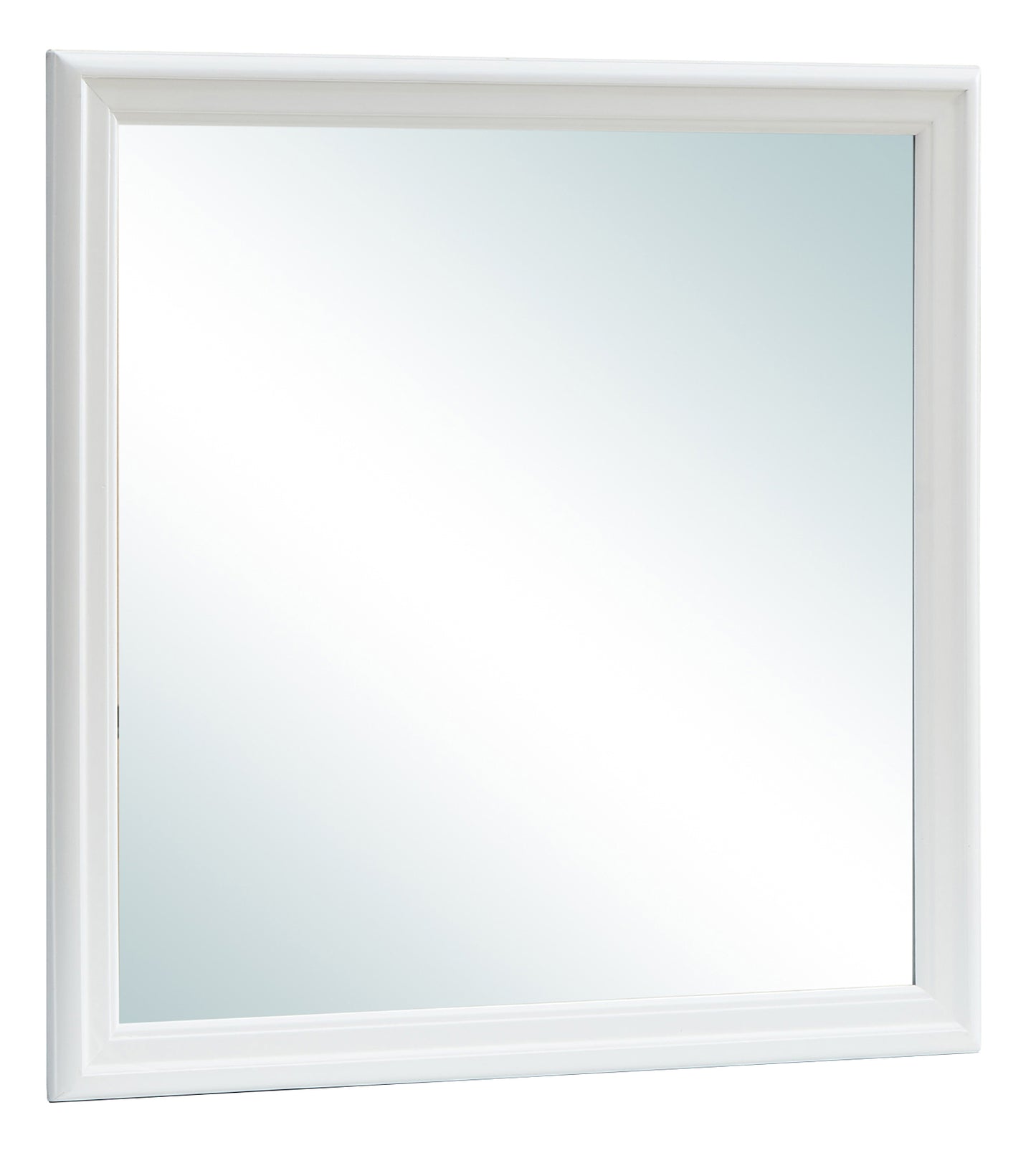 Classic white framed square vanity mirror