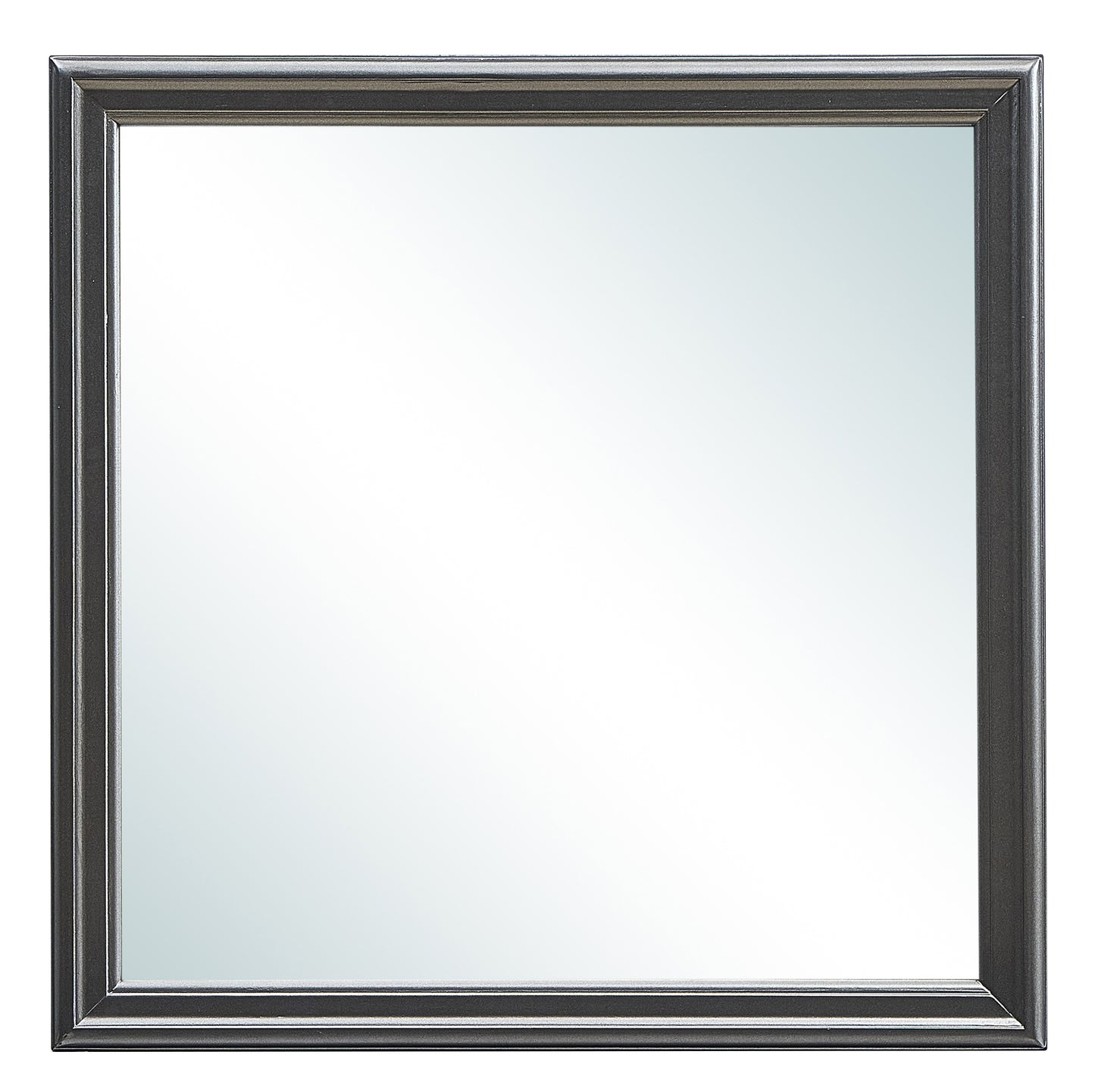 Dark gray metal framed mirror
