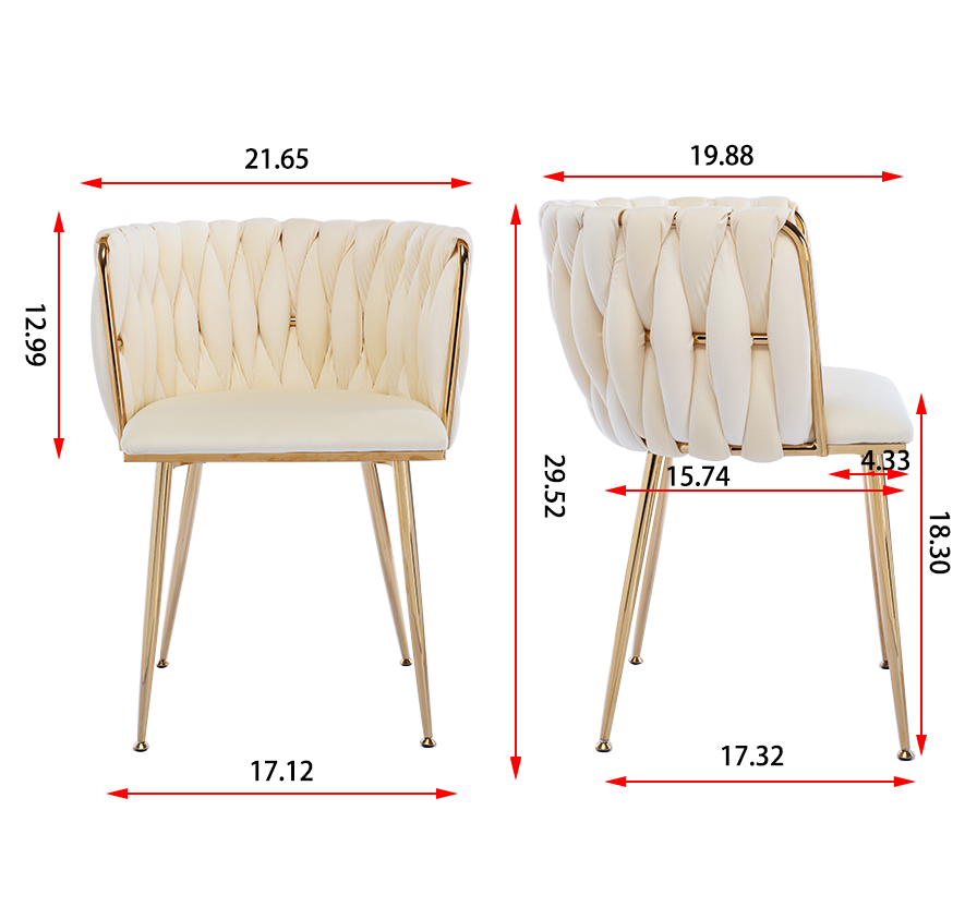 Cream velvet accent chair with gold frame and tufted backrest