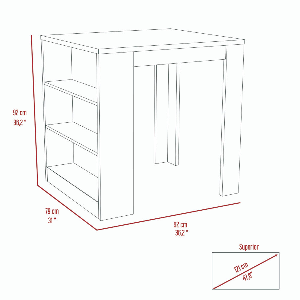 Line drawing of a white modern shelving desk cm high cm wide cm deep