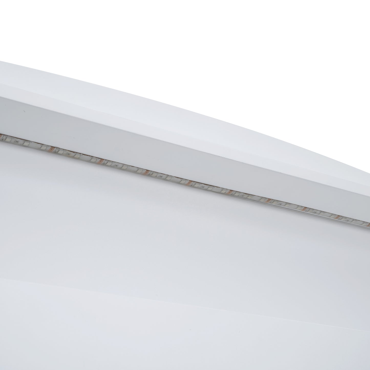 White LED strip lighting detail for cabinet illumination