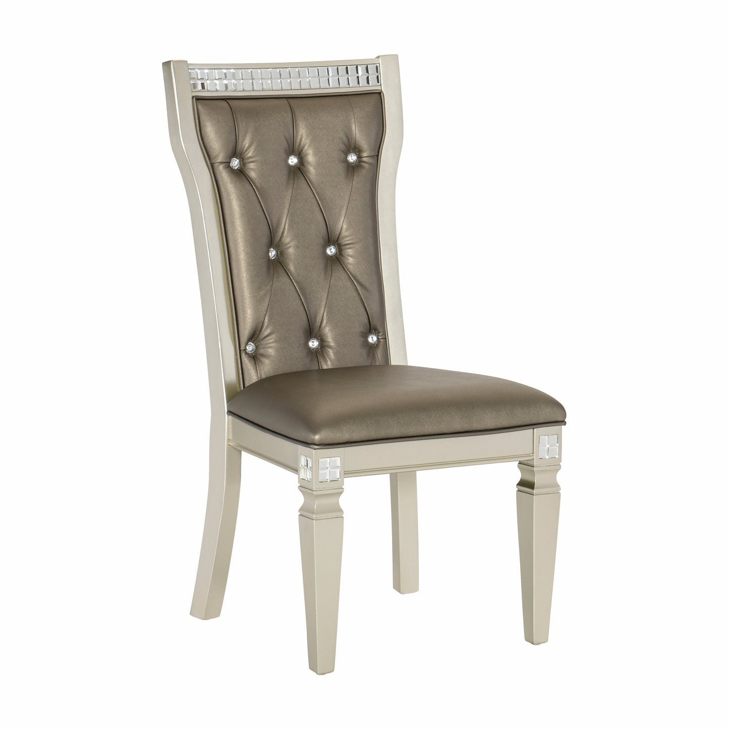 TREATLIFE HOME Dining Room Side Chairs 2pc Set with Acrylic Crystal Tufted Back, Elegant Design, Champagne Color