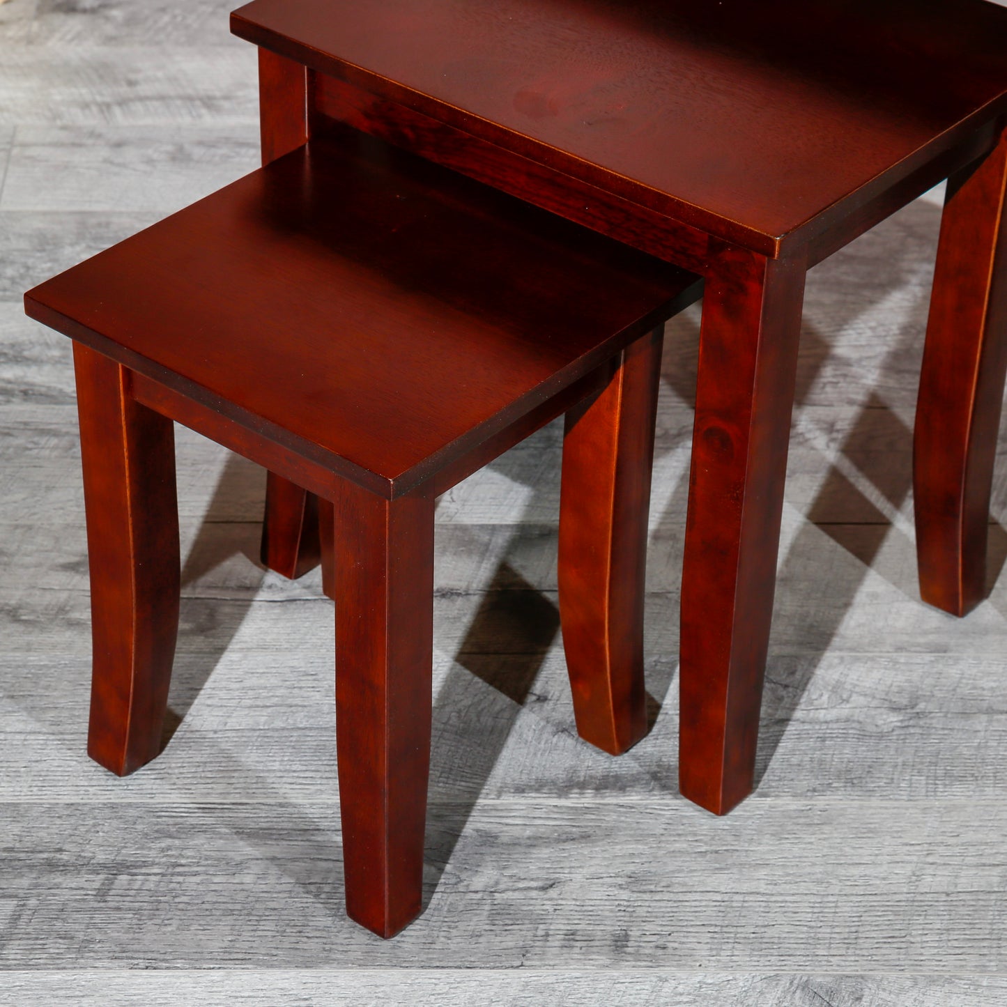 Cherry wood nesting tables set of with rich mahogany finish