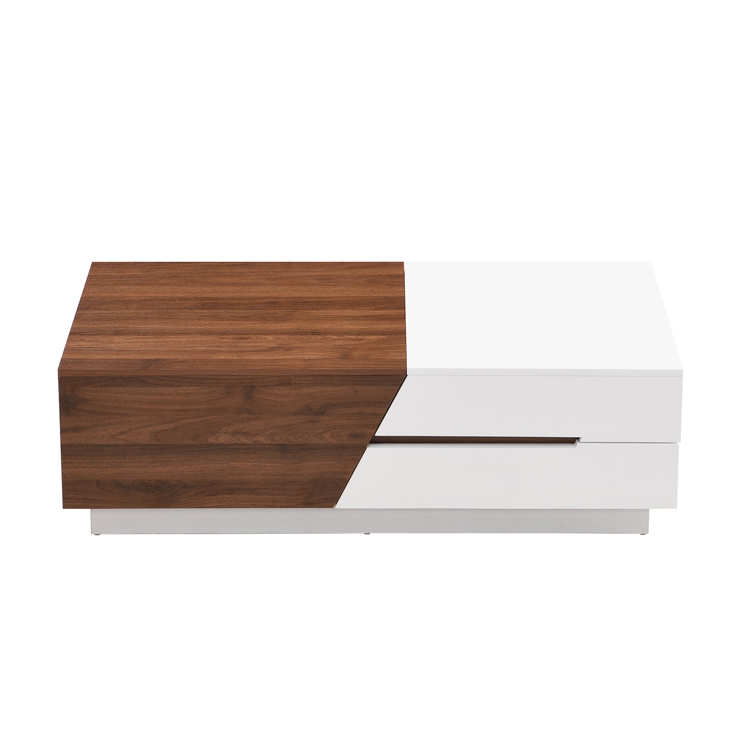 Modern coffee table with split wood and white finishes sleek design for living rooms