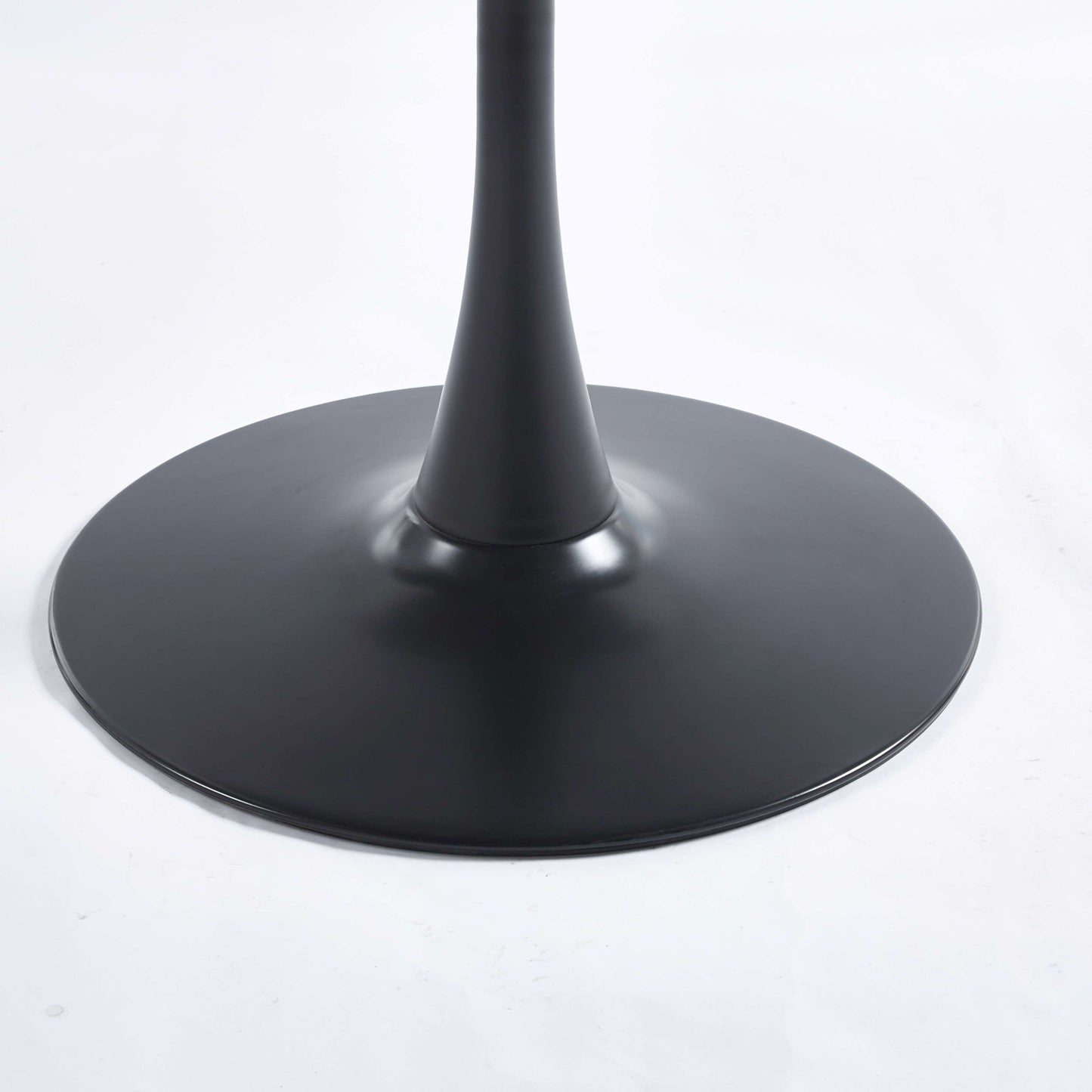 Black metal tulip base with a wide flat circular footprint for stability