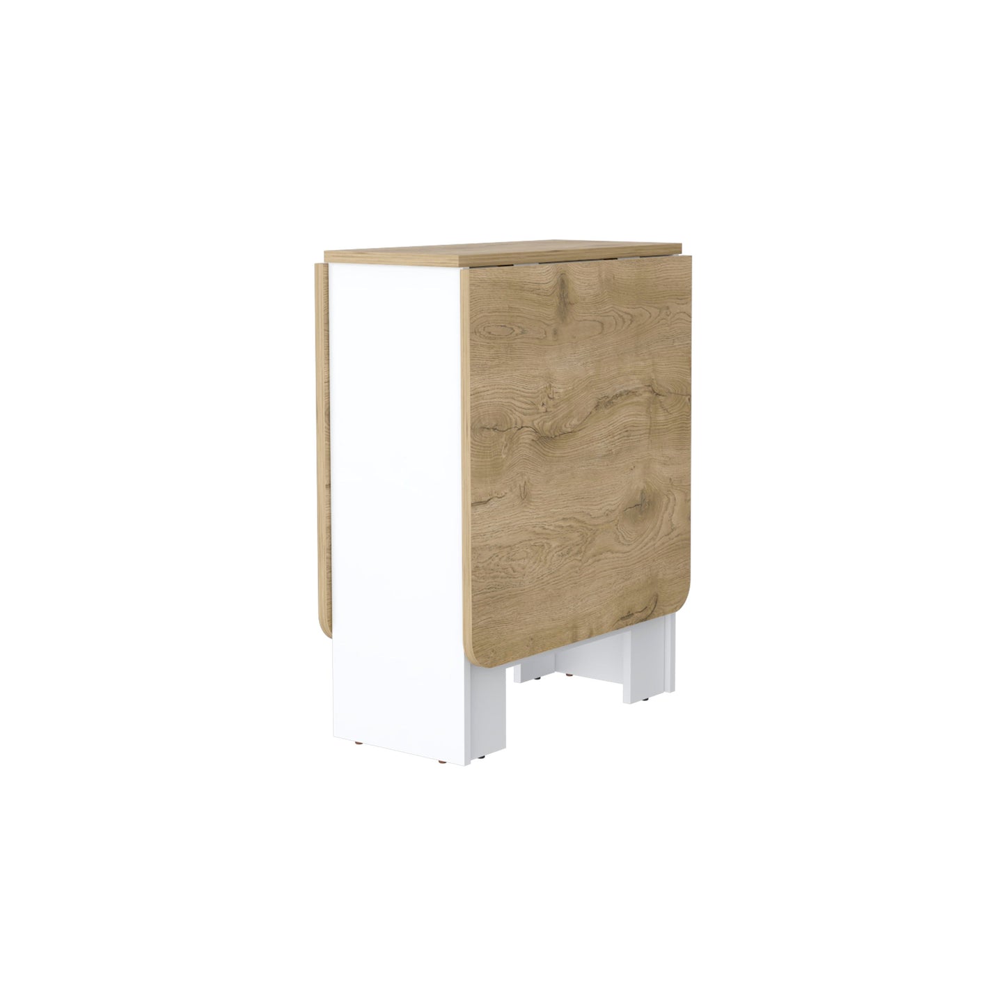 Compact drop leaf table with oak effect top and white sides