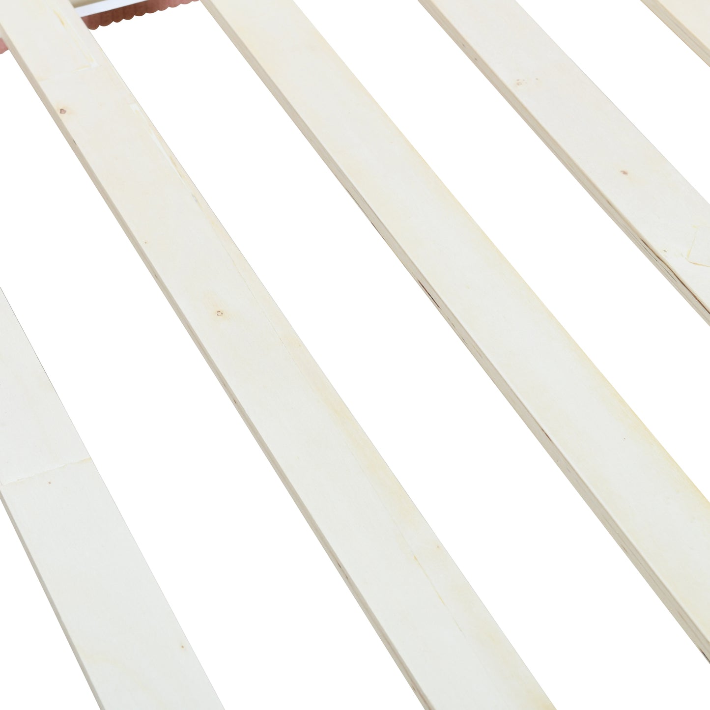 Close up of natural pine wood bed slats