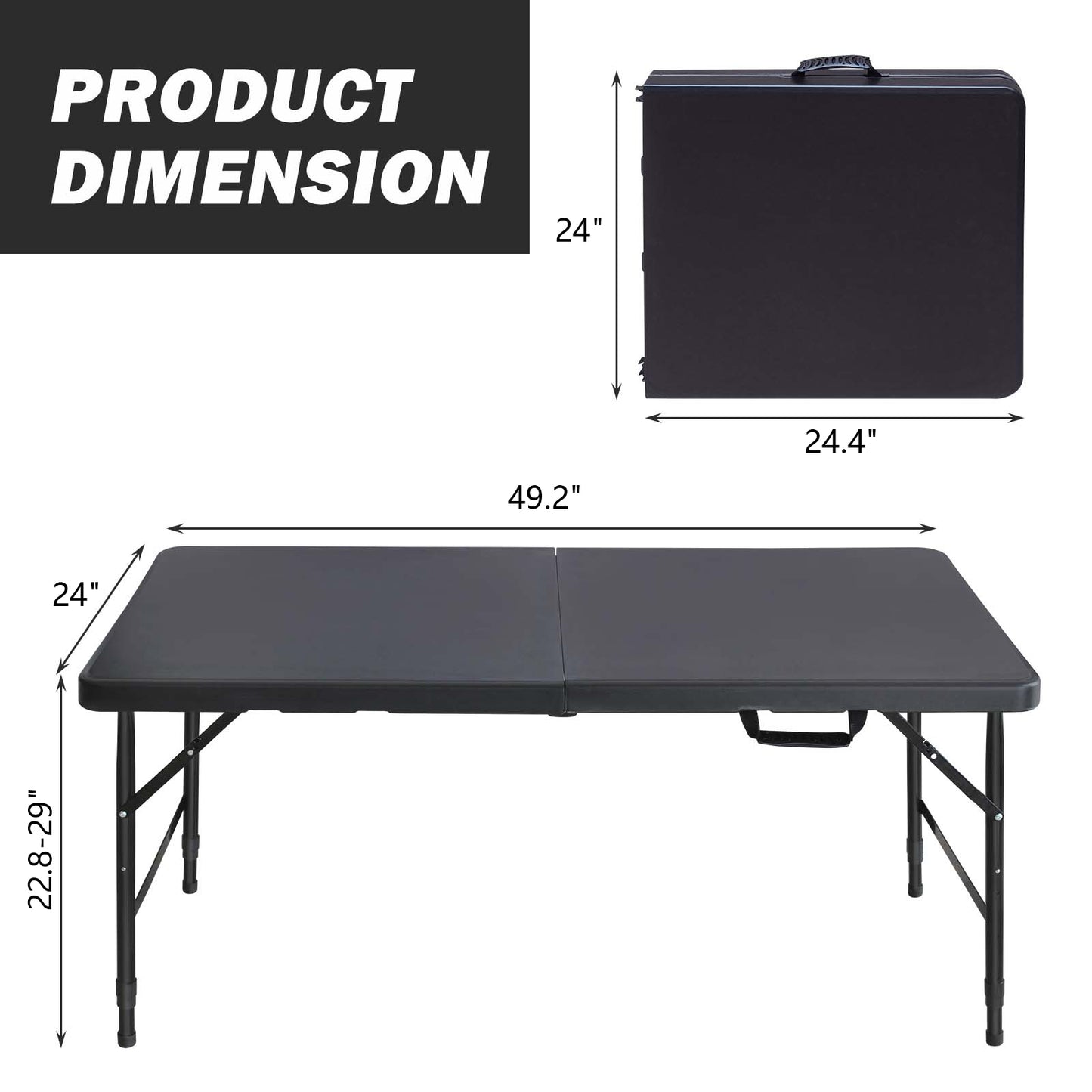 Black folding utility table