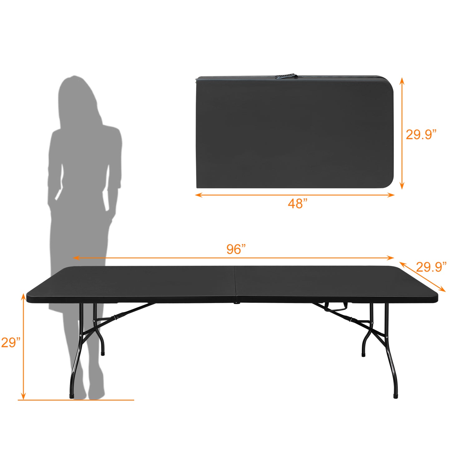 Black foot folding table extended