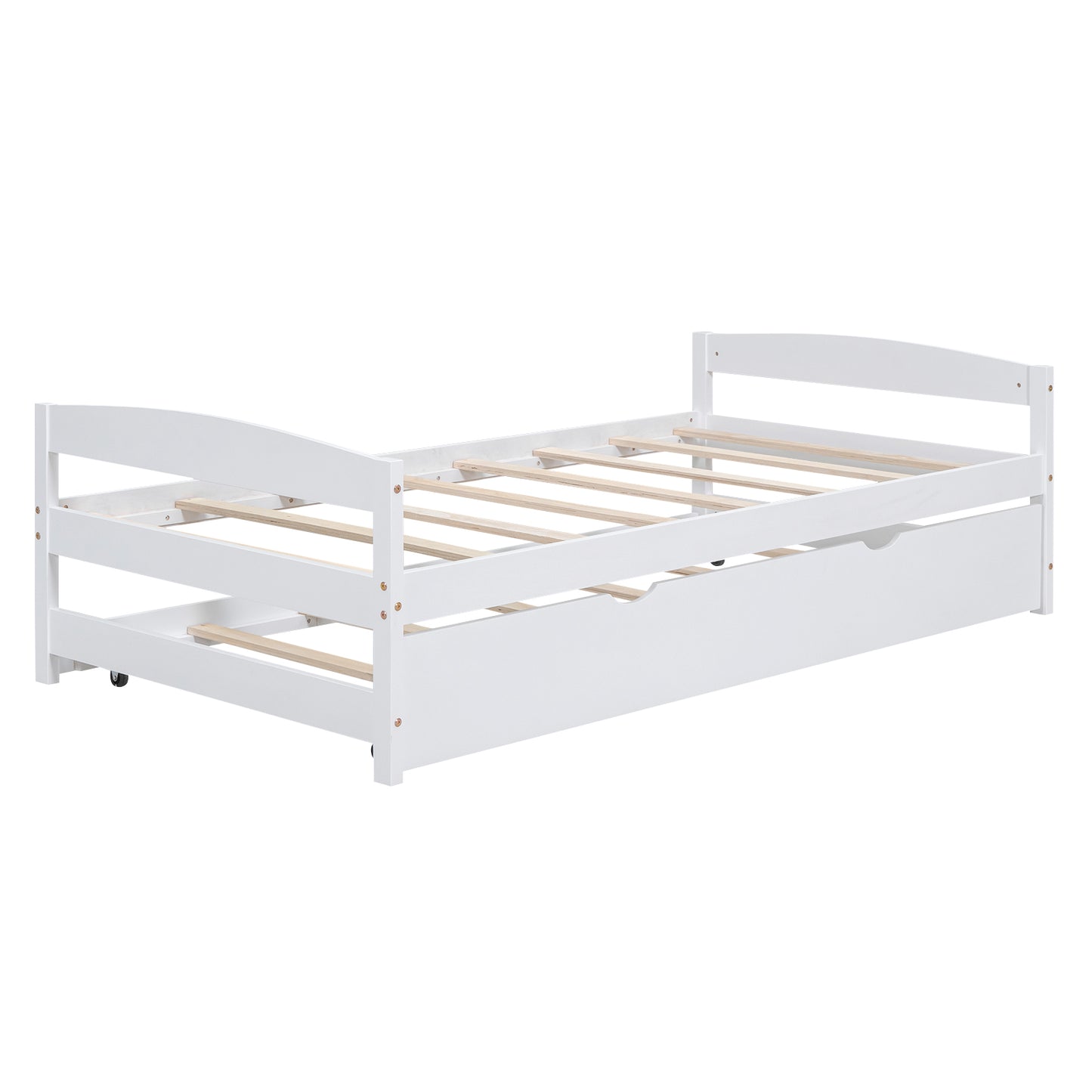 White wooden daybed with pullout trundle