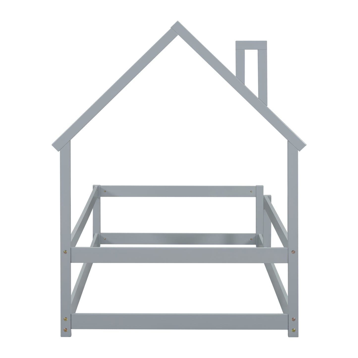 Grey wooden house bed frame with a minimalist design perfect for a childs bedroom