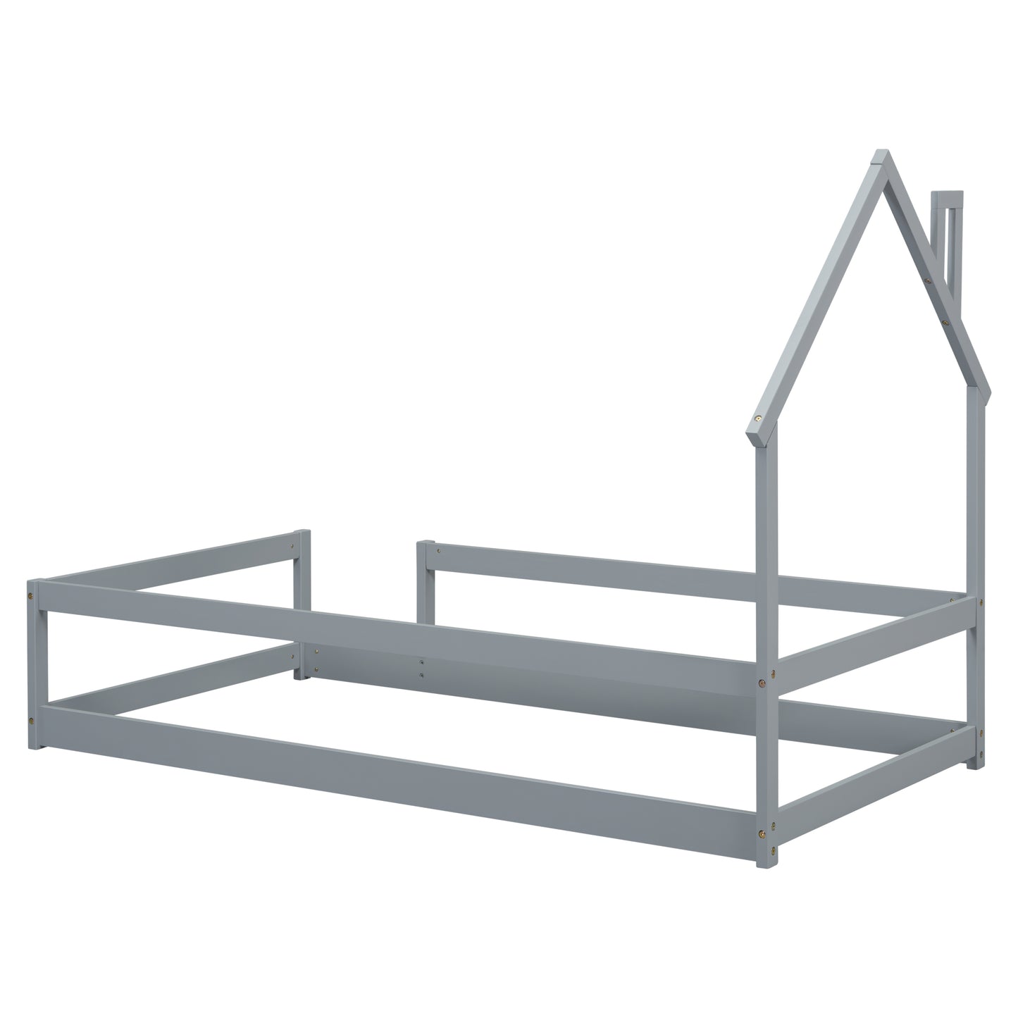 Grey wooden house bed frame for toddler