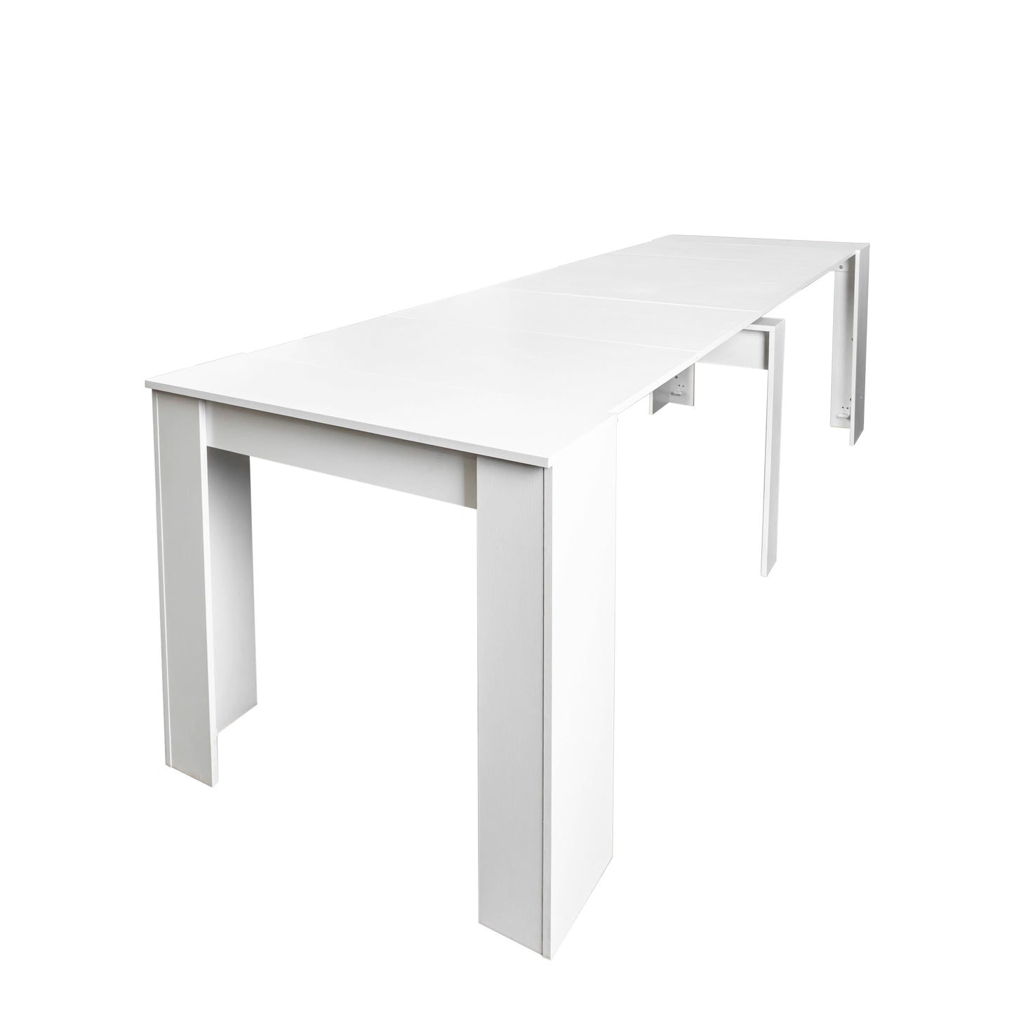 Modern white extending dining table with minimalist design