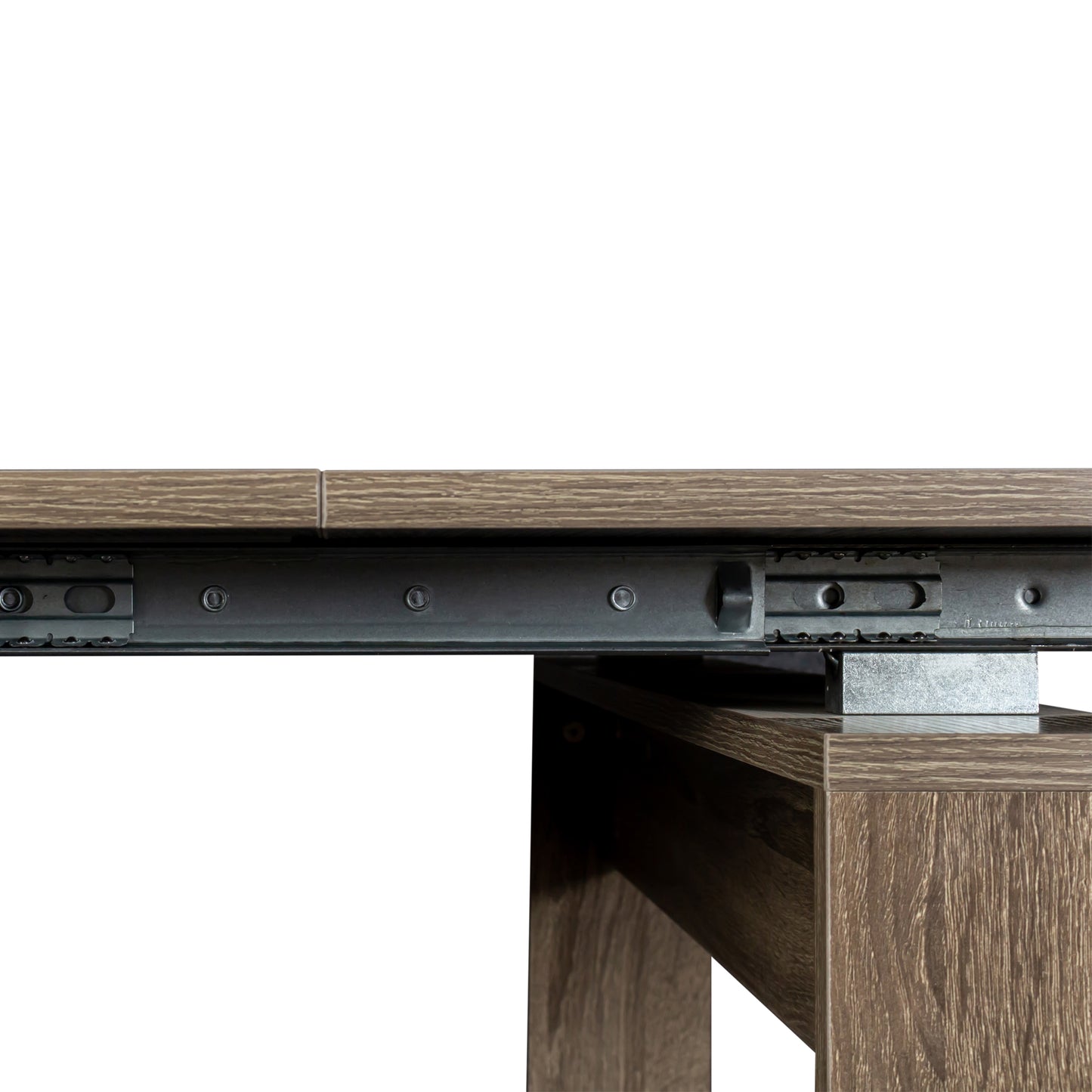 Wooden dining table extension mechanism detail