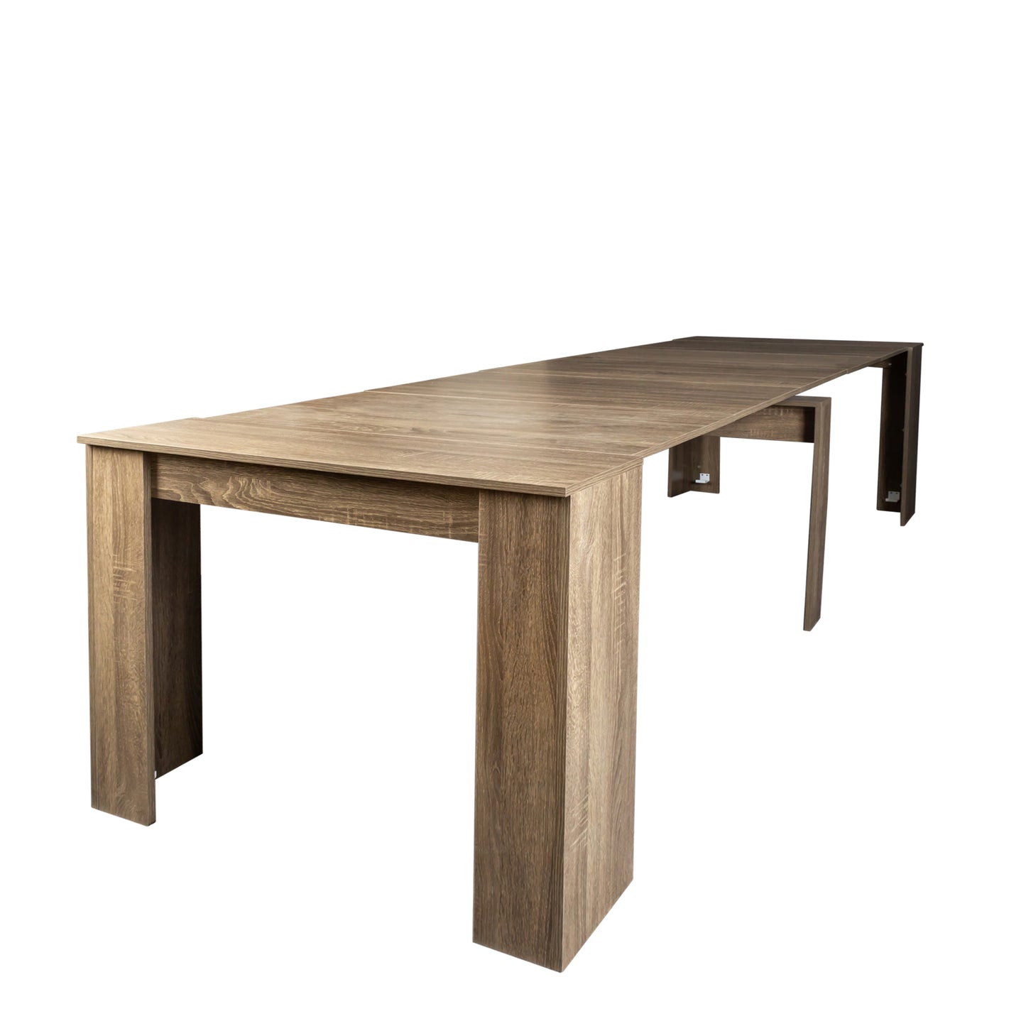 Extendable oak dining table with modern clean lines for spacious homes