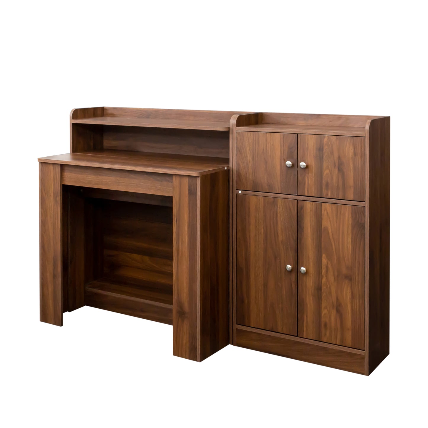 Wooden writing desk with integrated storage cabinet