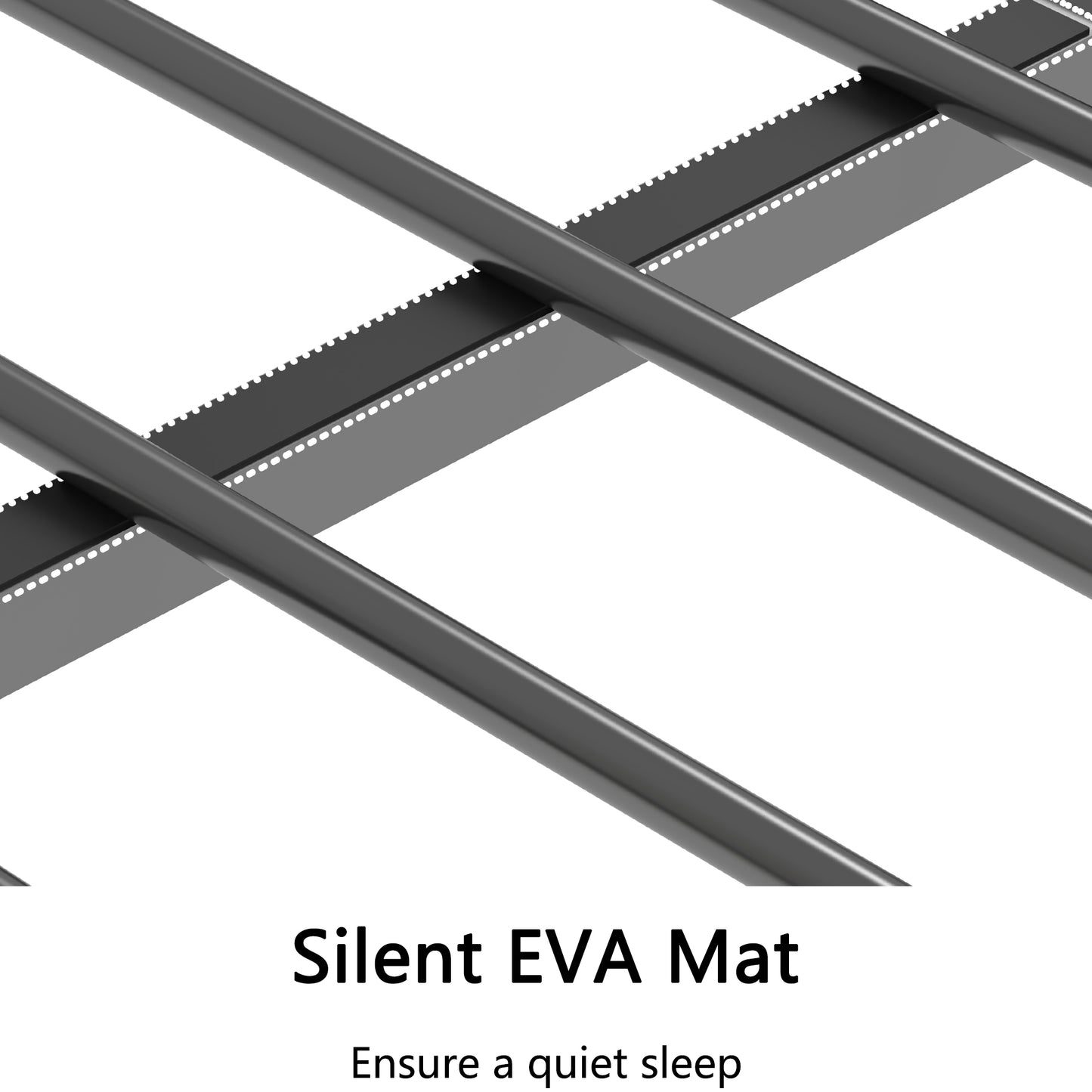 Grey textured EVA mat with perpendicular support bars for enhanced sleep