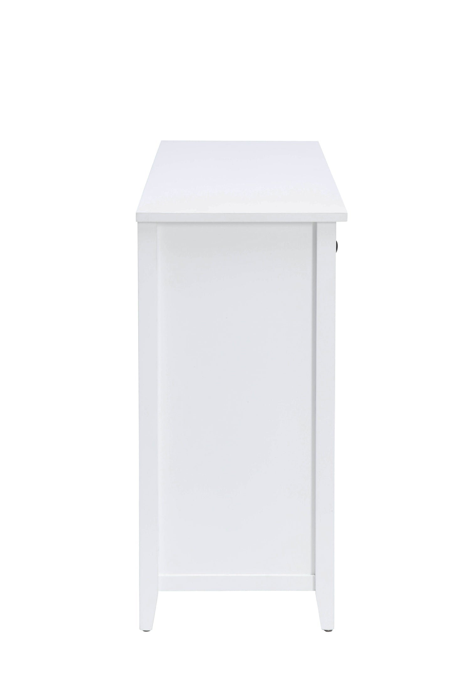 White wooden bedside table with minimalist design
