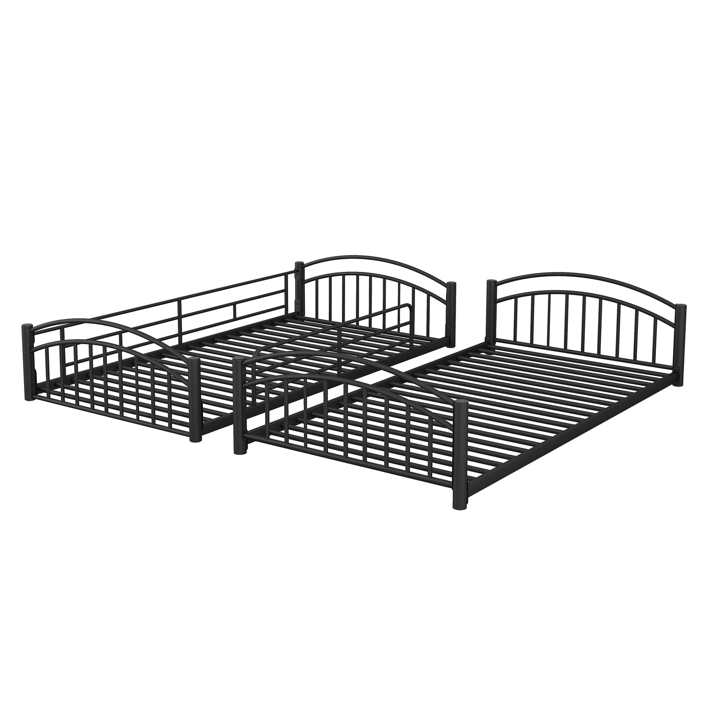 Black metal twin bed frame with pullout trundle