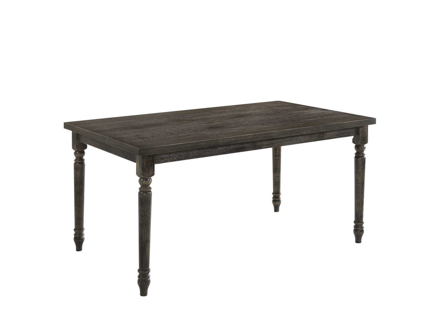 Dark wood dining table with turned legs