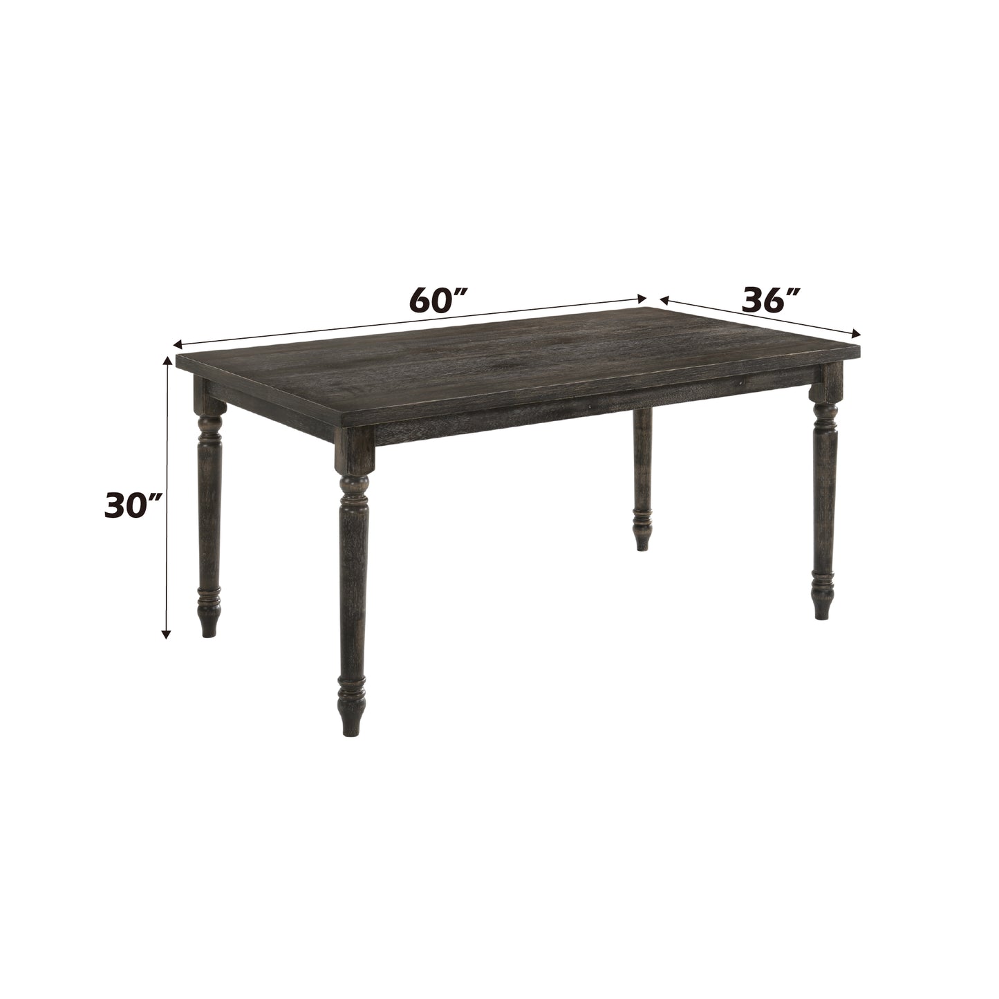 Dark wood dining table with turned legs