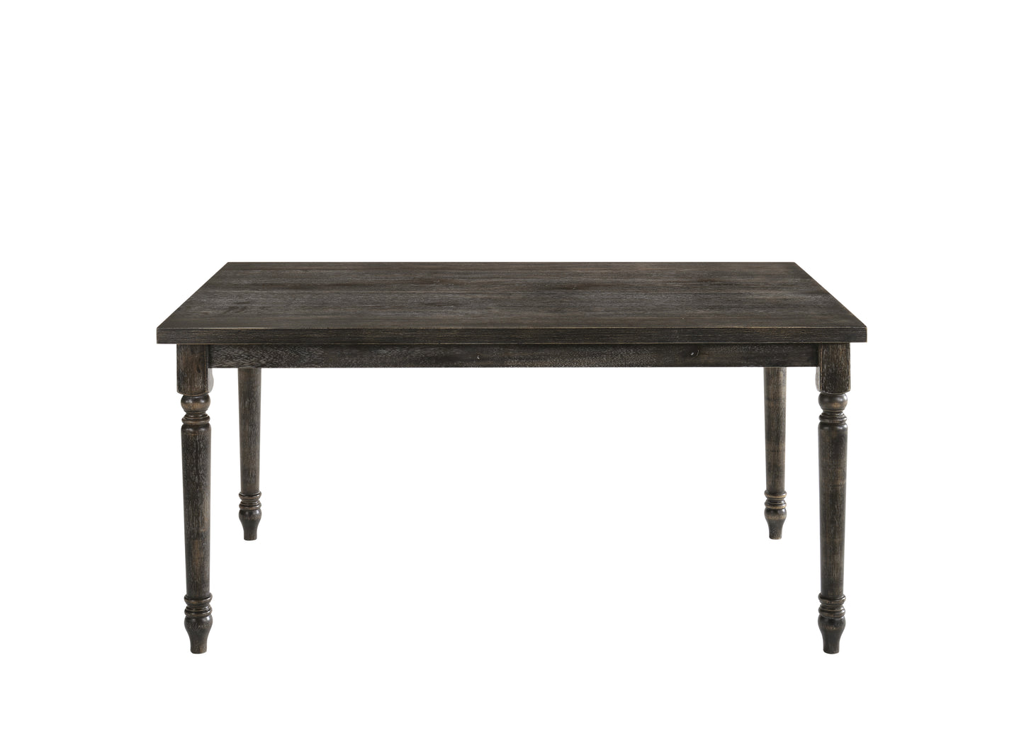 Rustic dark wood dining table with turned legs