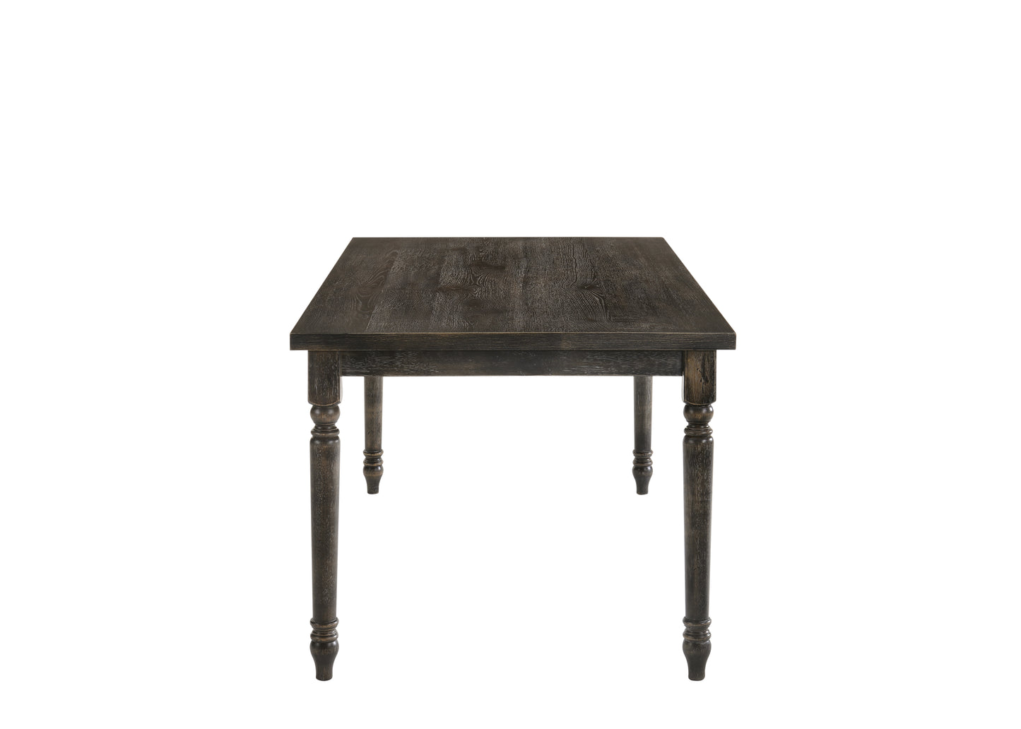 Dark wood dining table with turned legs