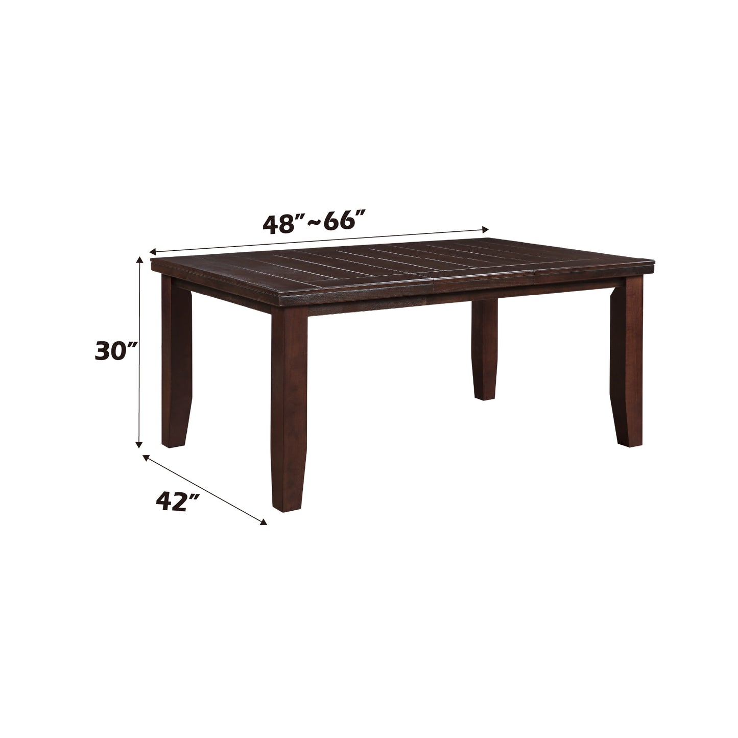Dark wood dining table with slatted top