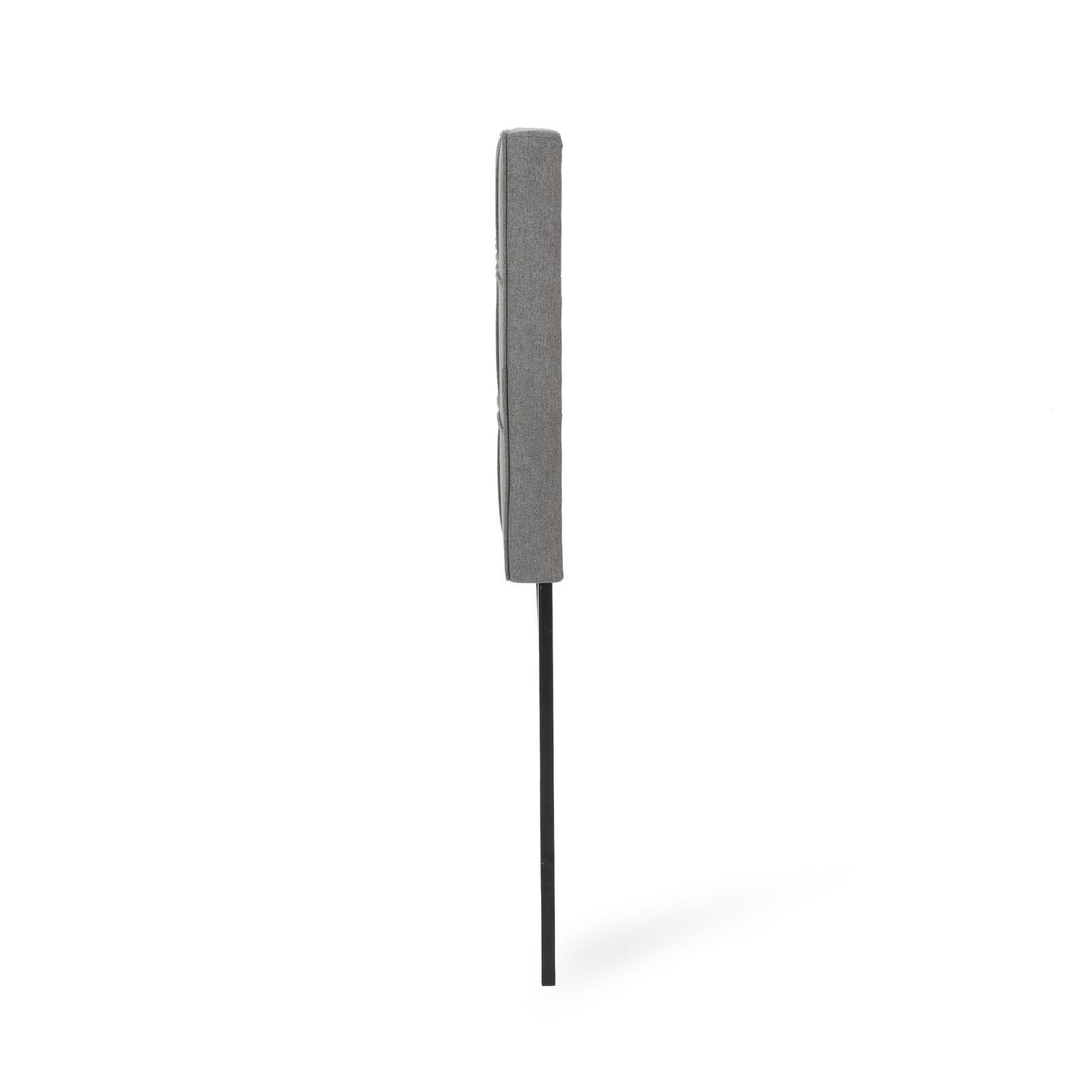 Gray upholstered headboard with metal leg